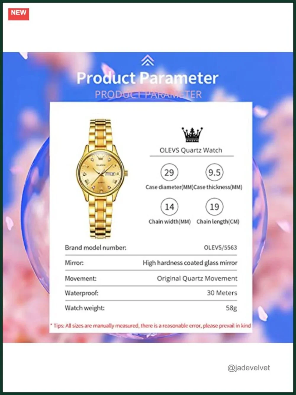 Stainless Steel Waterproof Fashion Quartz Analog Women's Watch 29mm